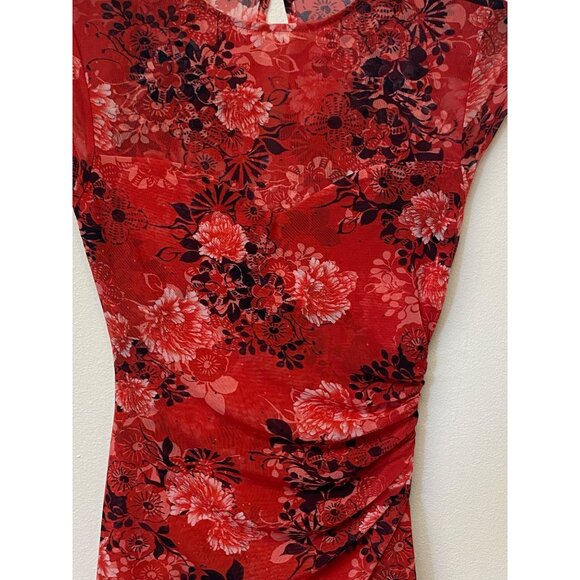 Guess Women's Cherry Print Eco Aida Mesh Short Sleeve Crewneck Dress Size XS NWT - Picture 2 of 5